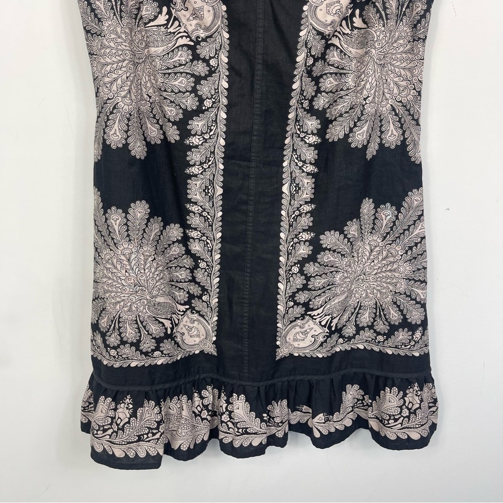 Free People Peacock Shift Mini Dress 8 Linen Lace Ruffle Embroidered Boho Floral - Picture 12 of 16